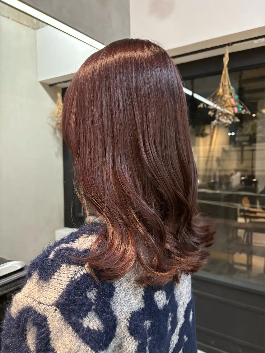 セミロング カラー ブラウンカラー ピンクカラー ピンクブラウン ヘアカラー 透明感カラー/ 池袋/nana 🎀のヘアスタイル
