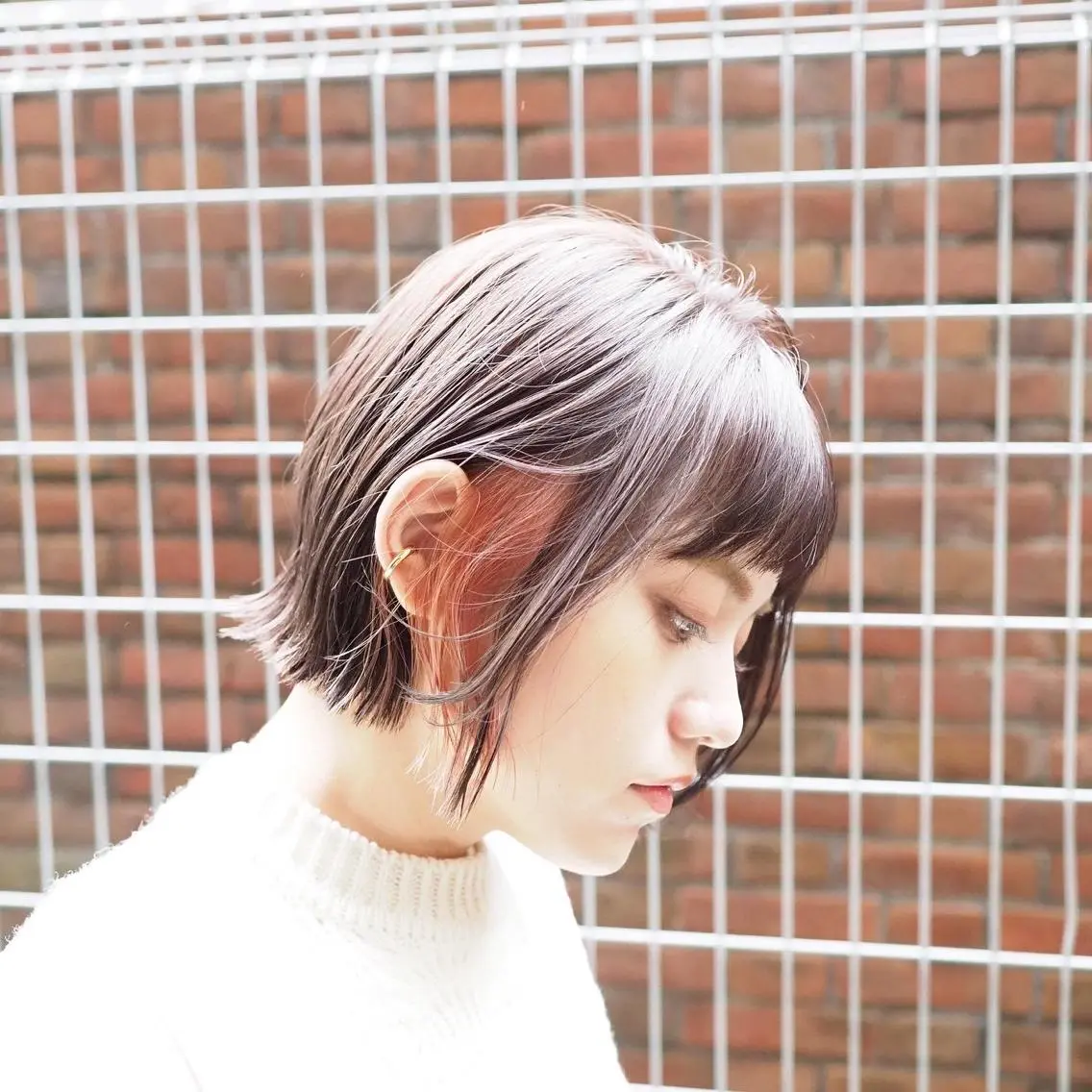 ショート カラー イヤリングカラー ボブ 小保方 一輝のヘアスタイル