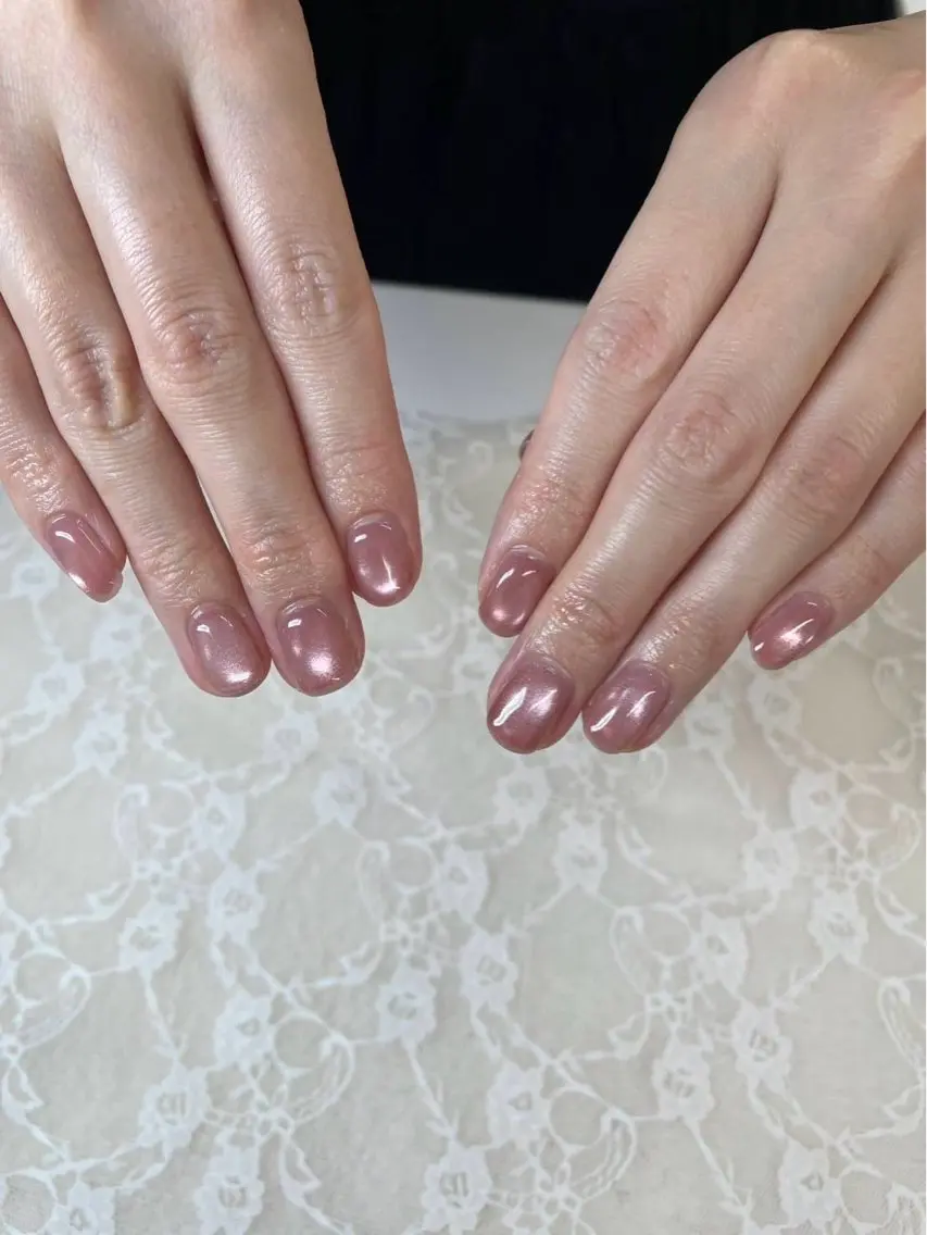 ネイル マグネットネイル ピンク ハンドネイル ハンドケア 心斎橋Salon Epokkuのネイルデザイン