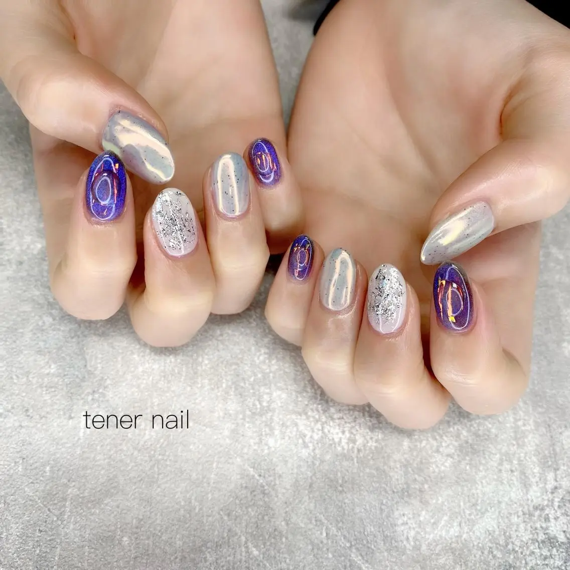 ネイル オーロラネイル ホワイト テネルネイル tener nailのネイルデザイン