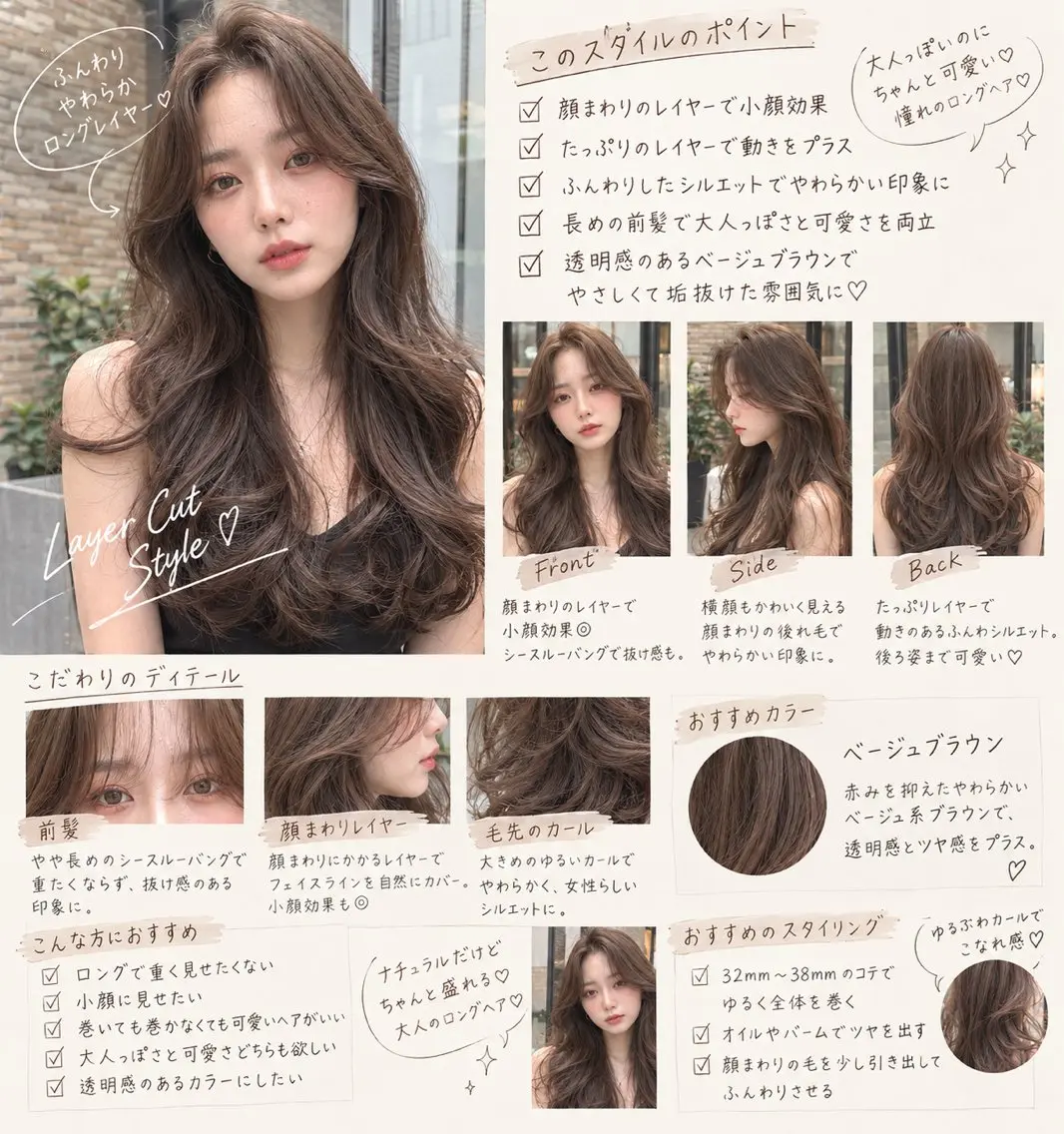ロング ヘアカラー トリートメント 🫧透明感カラー× 韓国レイヤー🫧佐野のヘアスタイル