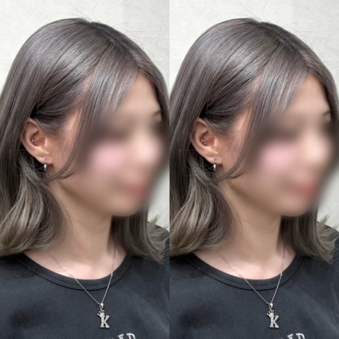 ミディアム カラー ミディアムレイヤー 透明感カラー シルバー レイヤーカット カット ヘアカラー トリートメント モデル様募集中🍒 りおのヘアスタイル