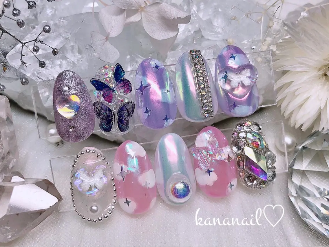 ネイル アートネイル ピンク パープル kananail🎀 桜木町ネイルのネイルデザイン