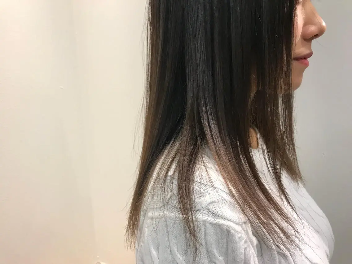 セミロング カラー ヘアアレンジ ブリーチ グレージュ ハイライトカラー ハイライト 【体験】韓国 メイク&ヘア天神のヘアスタイル