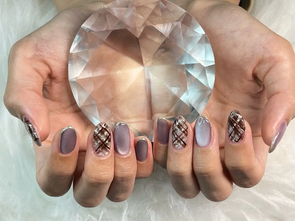 ネイル アートネイル マグネットネイル ニュアンスネイル ワンカラーネイル シンプルネイル ハンドネイル プライベートサロン N's Nailのネイルデザイン