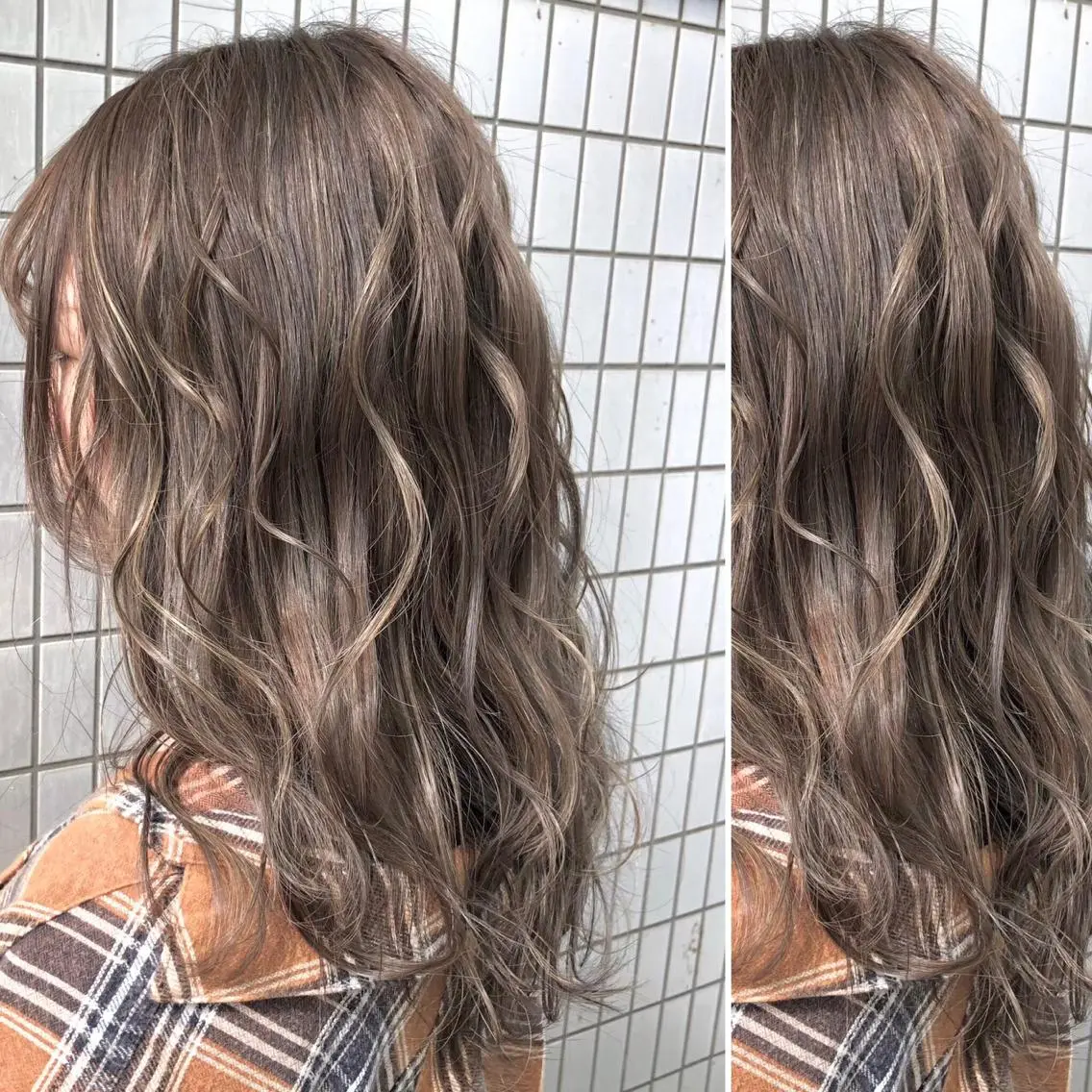 ミディアム カラー JuNブリーチに 縮毛矯正するプロのヘアスタイル