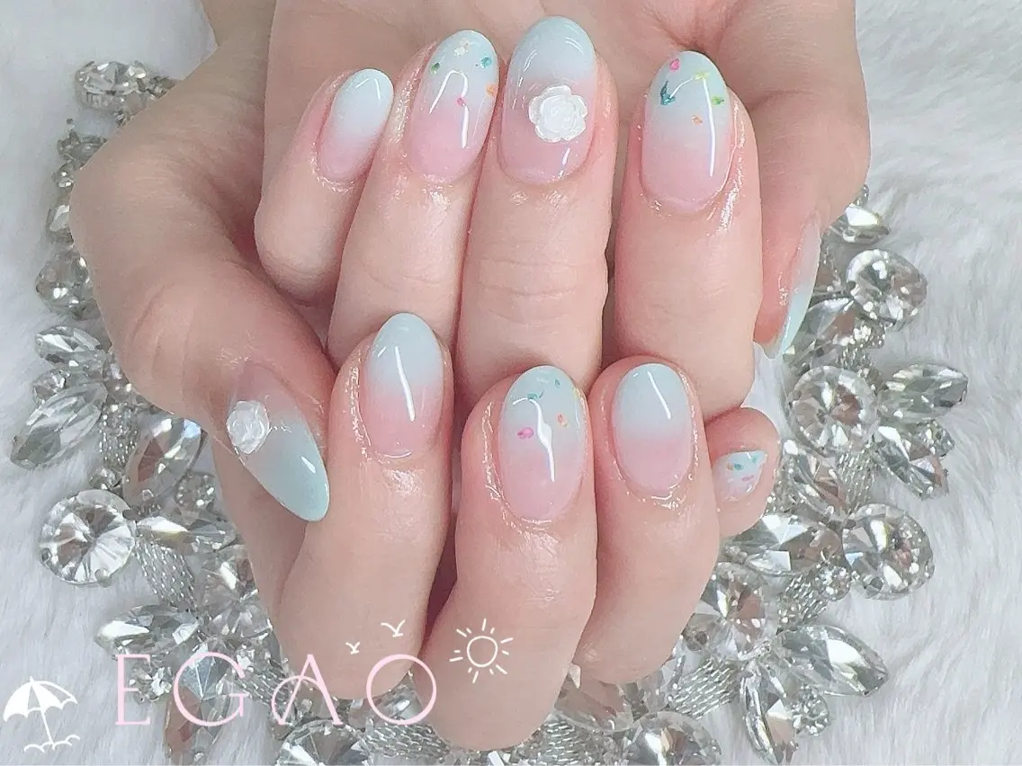 ネイル アートネイル フットネイル フレンチネイル ジェルネイル グラデーション EGAO NAIL 錦糸町店のネイルデザイン