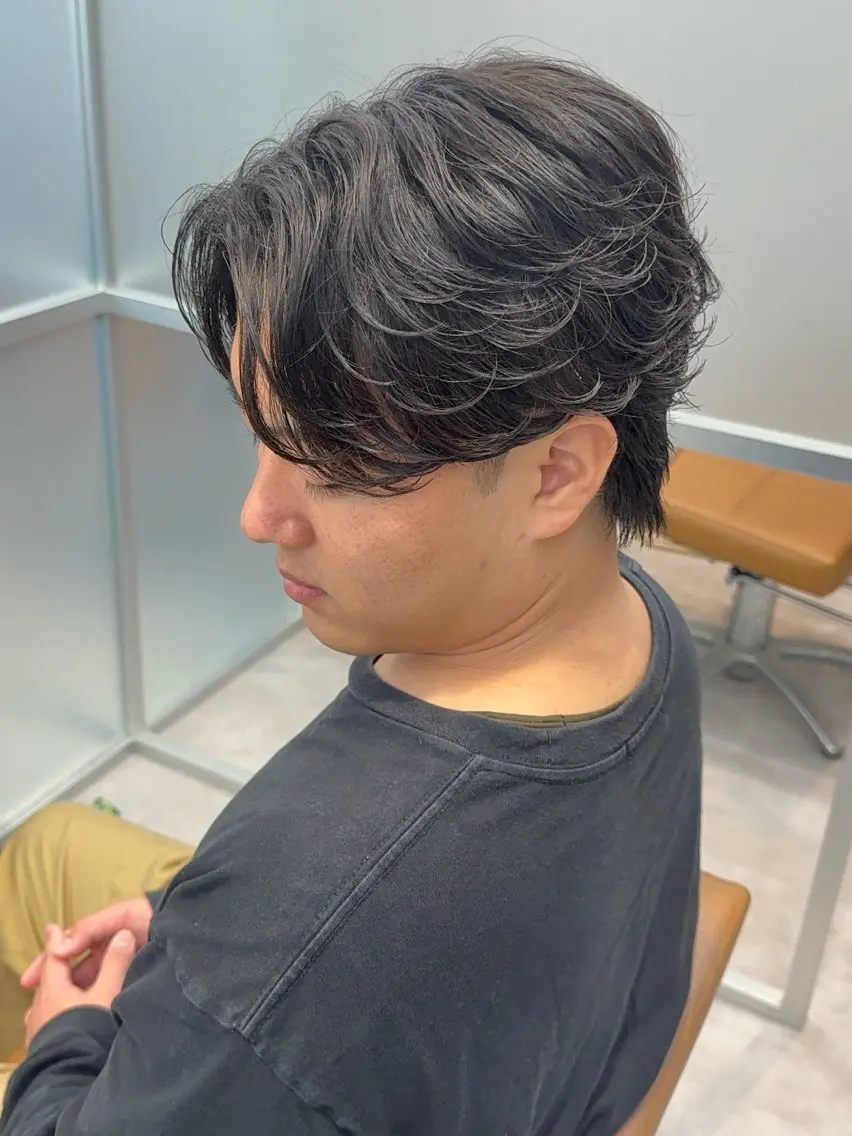 ミディアム パーマ メンズ ミディアムパーマ フェザーパーマ メンズパーマ カット パーマ メンズパーマ職人/ 天神/tatsukiのヘアスタイル