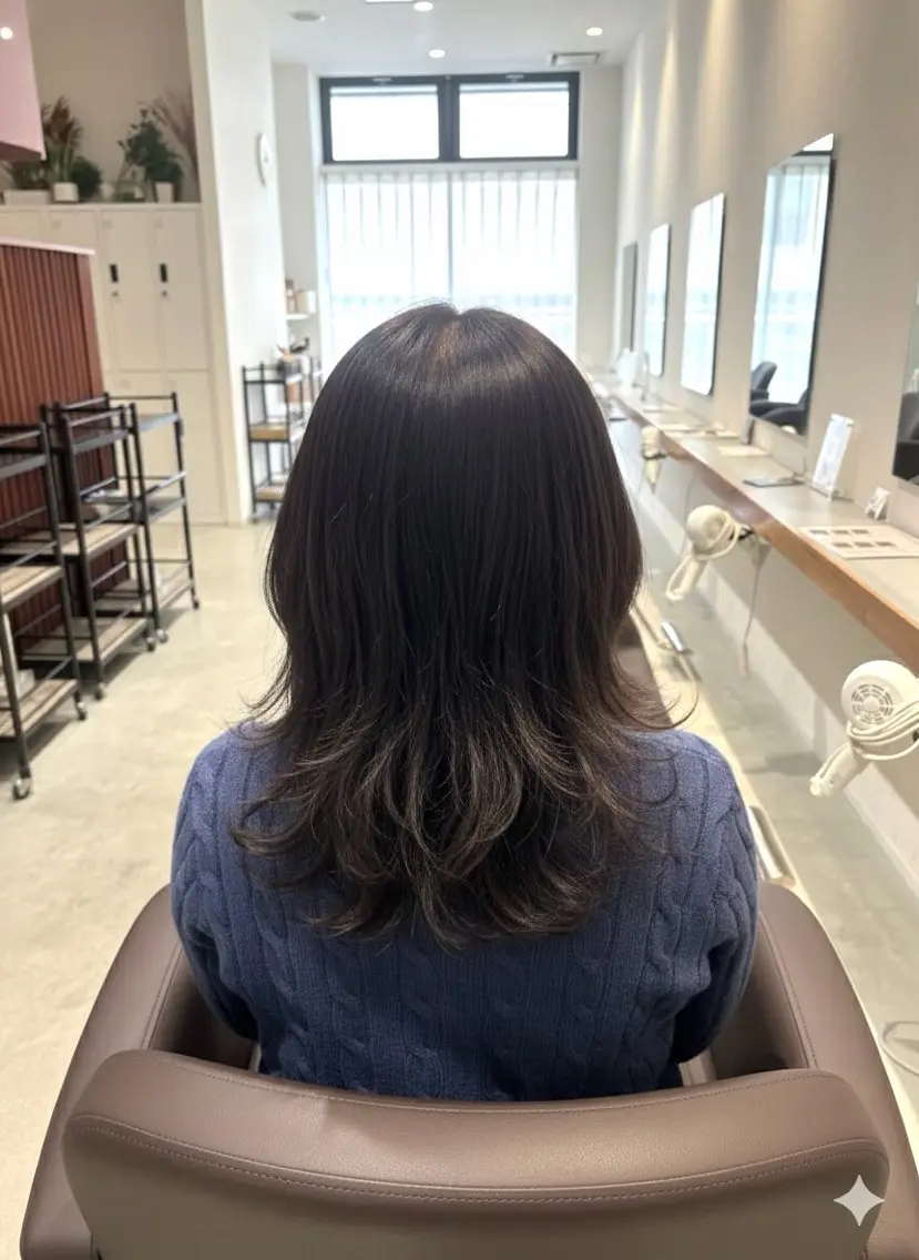 ミディアム カラー カット ヘアカラー トリートメント 透明感Color🩶 髪質改善 ユウナ🦋のヘアスタイル