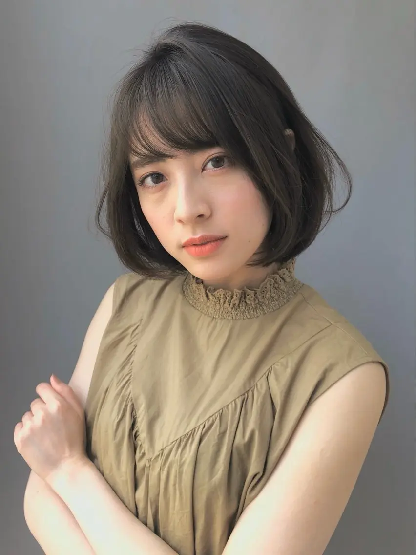 ミディアム カラー パーマ 菅野 恵のヘアスタイル