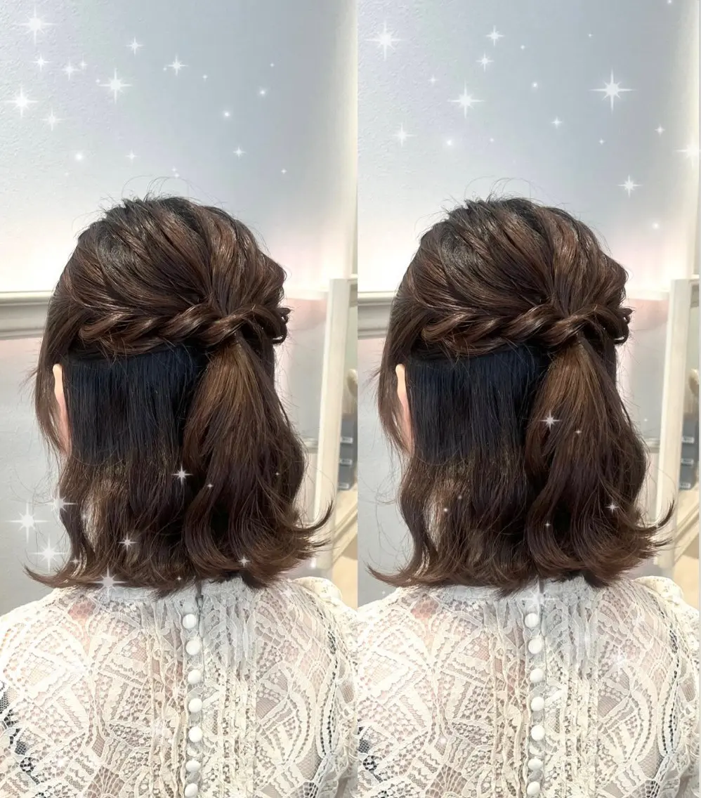 ミディアム ヘアセット ヘアメ/お呼ばれﾍｱ /横浜/nozomiのヘアスタイル