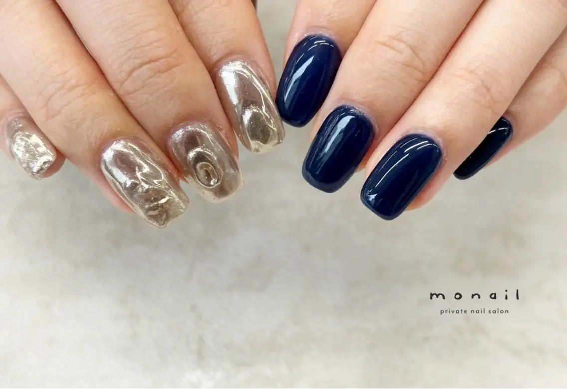 ネイル ネイビー ハンドネイル nail salon monailのネイルデザイン