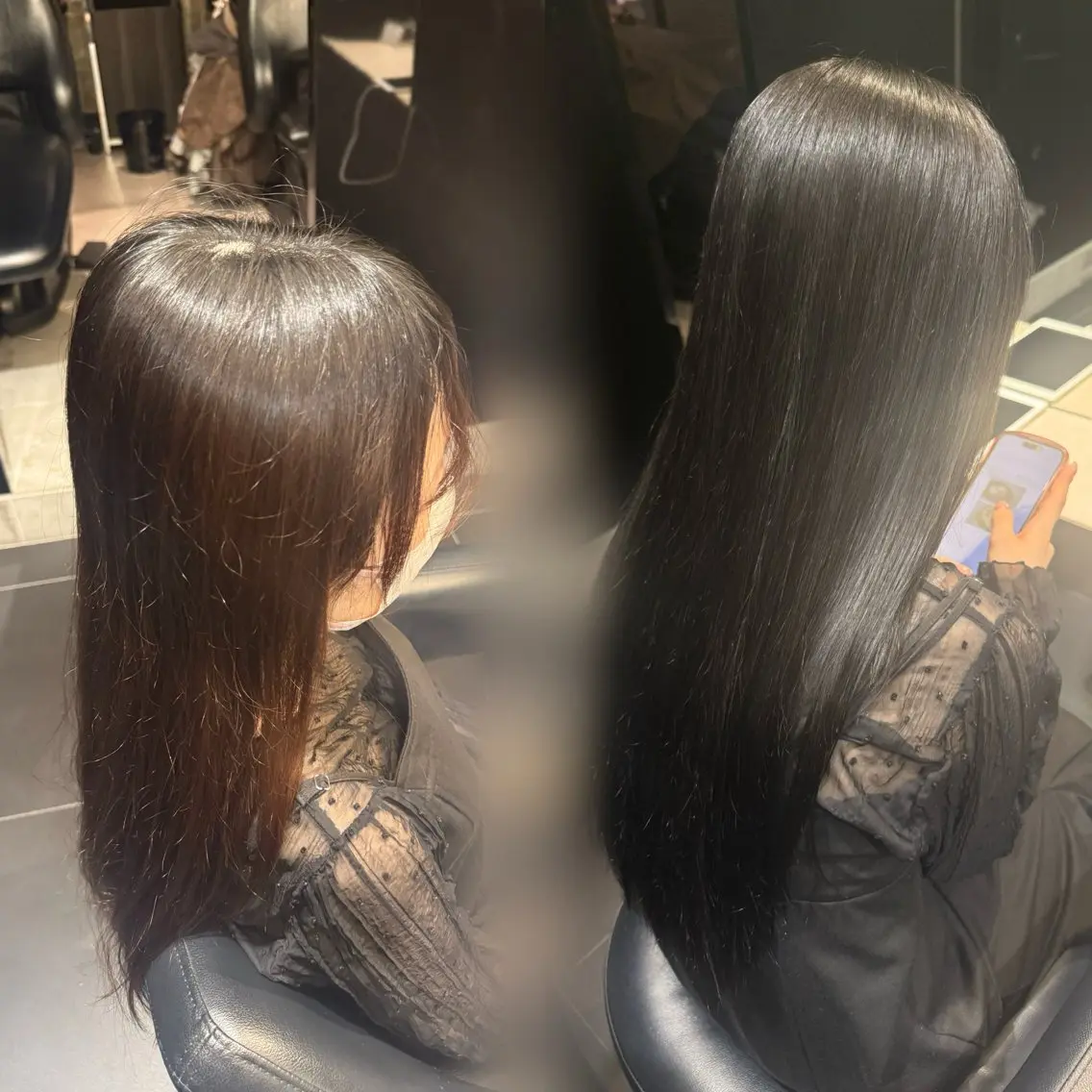 カラー 黒髪 ブルーカラー ブルーブラック ヘアカラー SANA / CAMINOIAのヘアスタイル