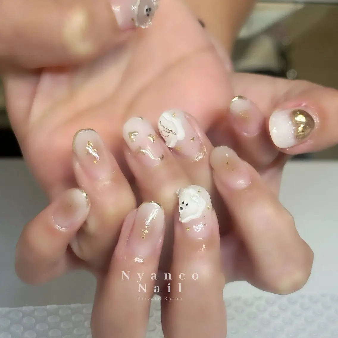 ネイル アニマル柄 ジェルネイル 持ち込み 冬ネイル Nyanco Nailのネイルデザイン