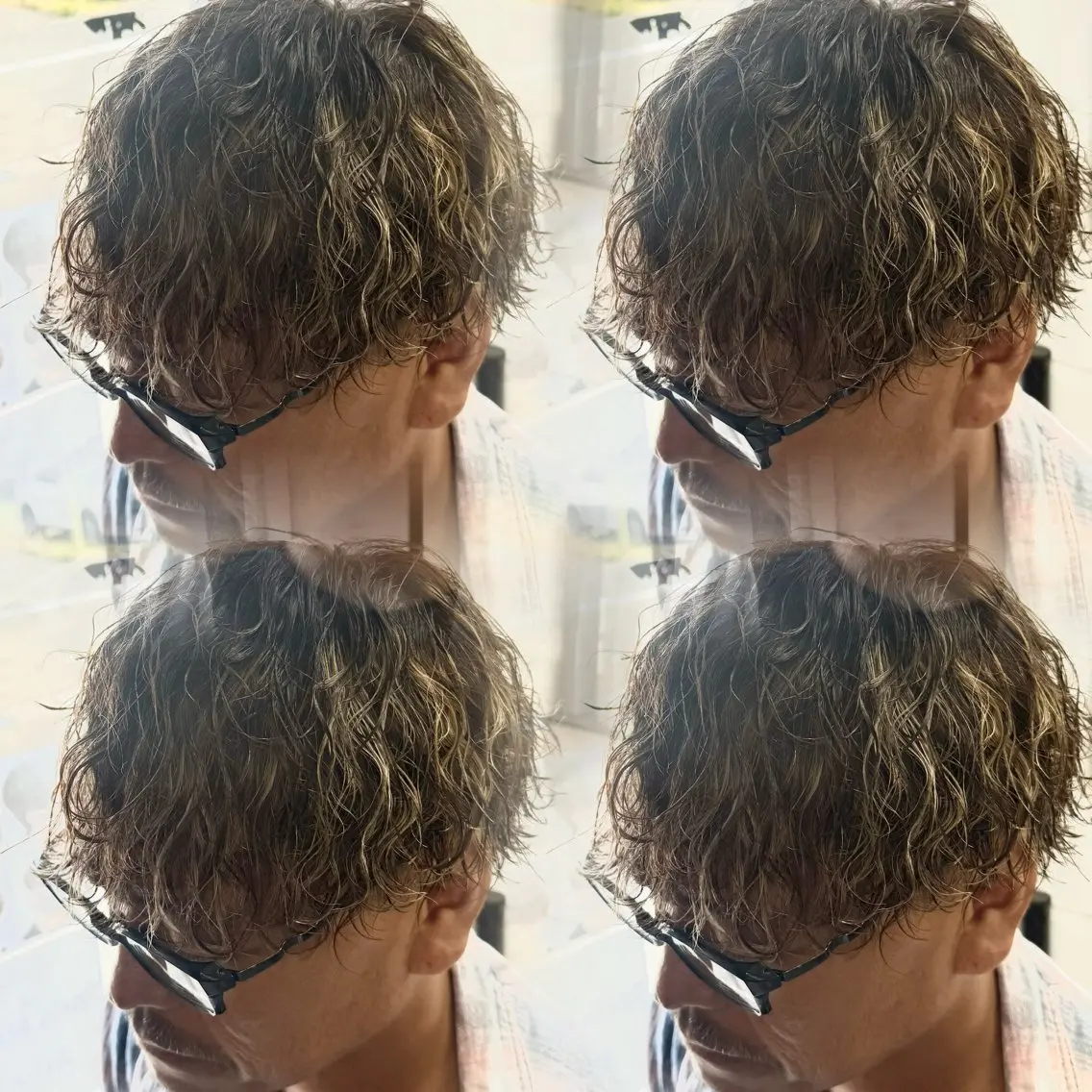 ミディアム メンズ メンズハイライト 波巻きパーマ ハイライト カット ヘアカラー パーマ 焼津メンズパーマ特化 大石雄生のヘアスタイル