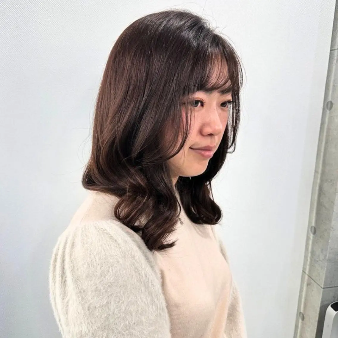 セミロング カラー ブラウンカラー ダークブラウン シースルーバング トリートメント ❇️安達 優心❇️ レイヤー/艶髪特化のヘアスタイル