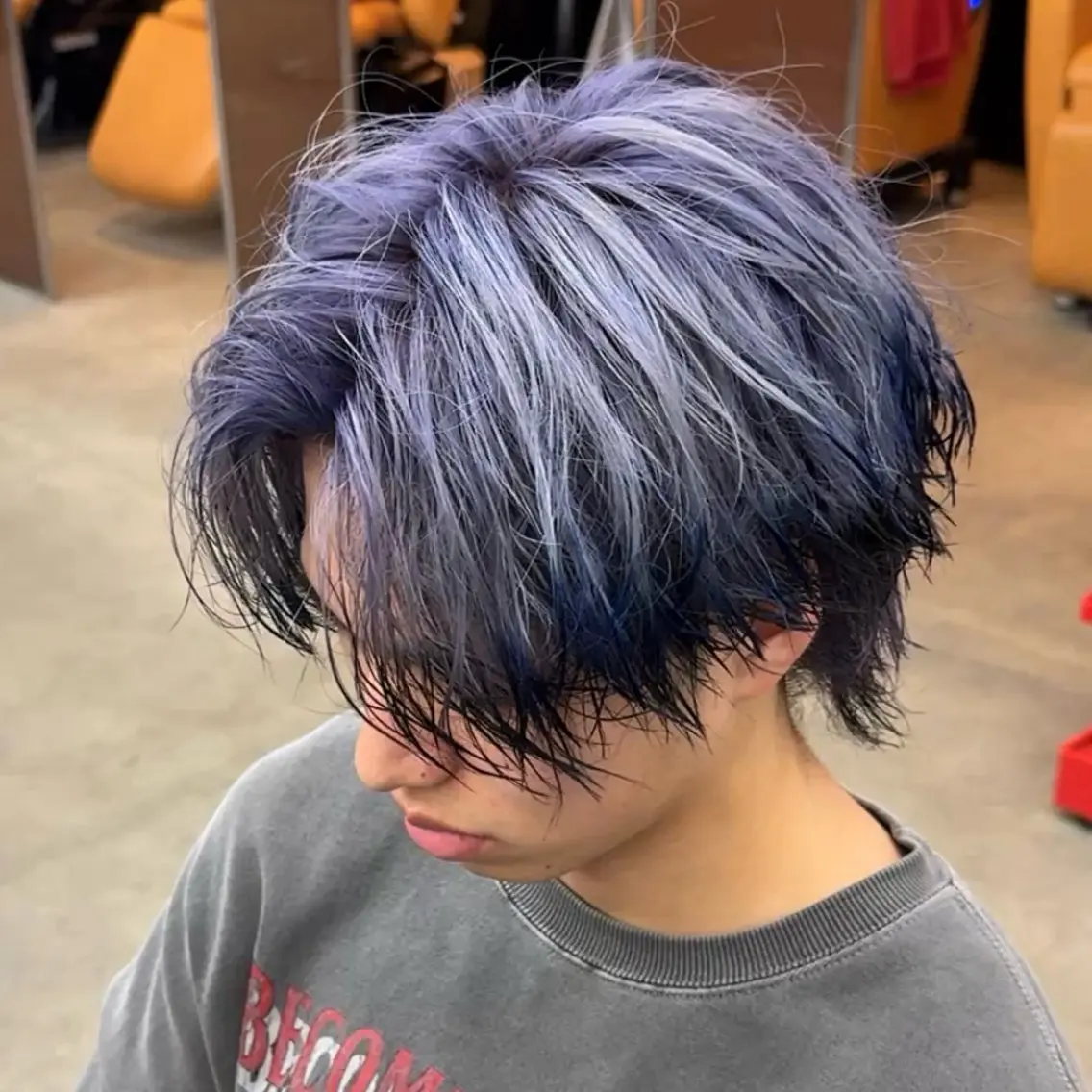 ショート カラー メンズ パープルカラー カット ヘアカラー メンズカラー指名率 1位🌈koikeのヘアスタイル