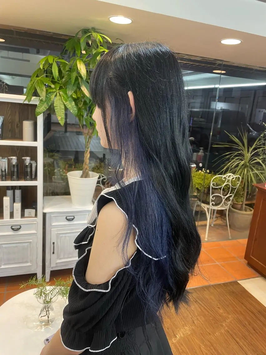 ロング カラー ブルーカラー インナーカラー カット ヘアカラー トリートメント ✨️感動の美髪✨️ 溝の口/佐藤那都💫のヘアスタイル