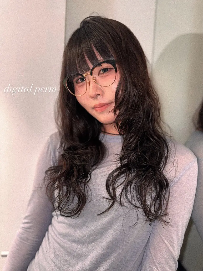 セミロング パーマ セミロングパーマ デジタルパーマ カット パーマ saki|パーマ ボブパーマ.メンズのヘアスタイル