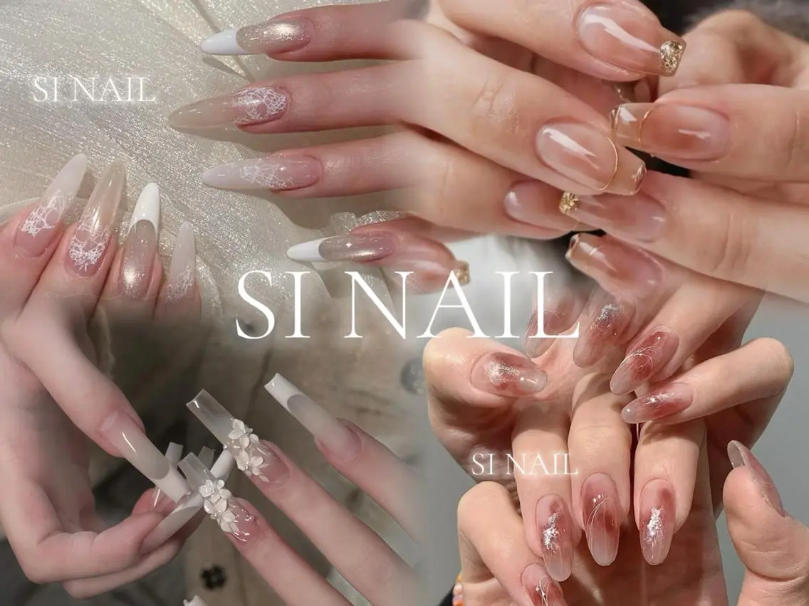 ネイル 韓国ネイル ロングネイル リボン ワンホンネイル SI NAILのネイルデザイン