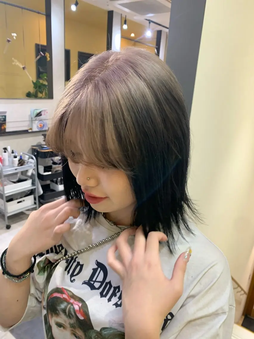 ミディアム カラー デザインカラー カット ヘアカラー トリートメント hubhair レイヤー/透明感のヘアスタイル