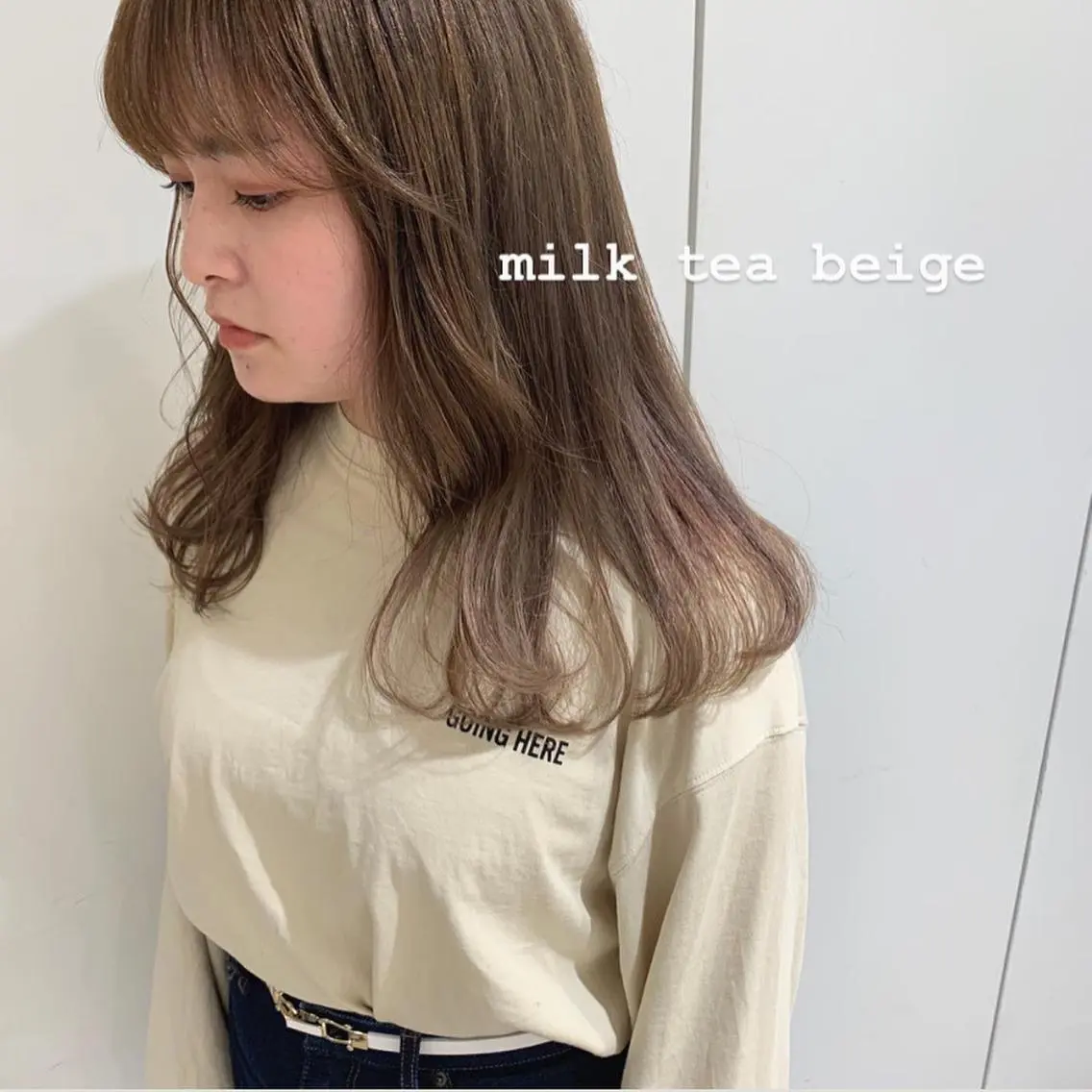ロング カラー ベージュカラー 透明感カラー ダブルカラー ミルクティーベージュ カット ヘアカラー マンツーマン美容師 立川 ♡MIHO♡のヘアスタイル