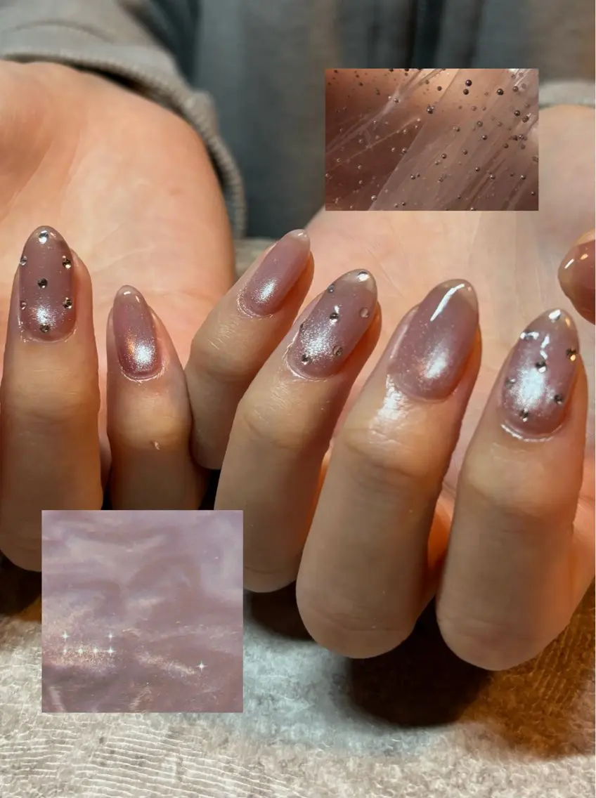 ネイル ストーンネイル ハンドネイル ニュアンスネイル⌇ Rukka💅🫧のネイルデザイン
