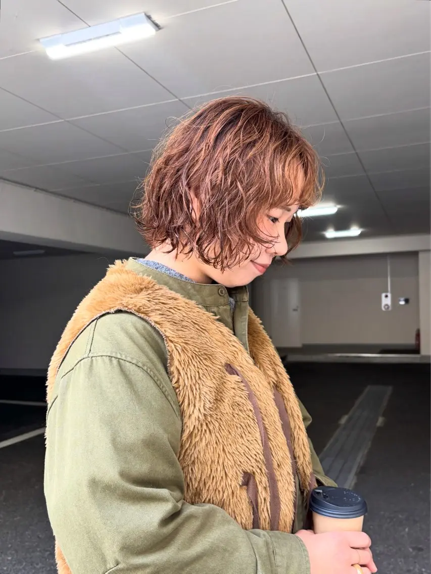 ミディアム ボブレイヤー ミディアムパーマ ボブ レイヤーカット saya/似合わせ /透明感カラーのヘアスタイル