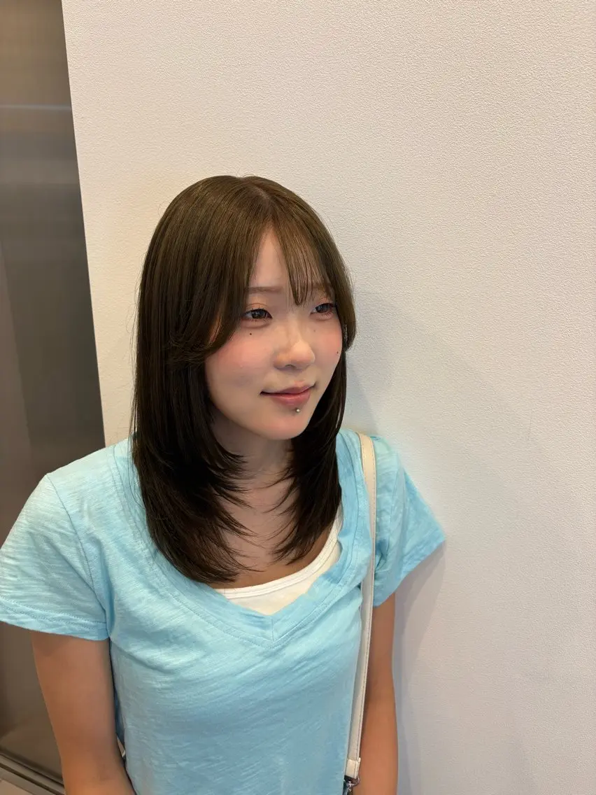 ミディアム カラー カット ヘアカラー トリートメント 茶谷 沙穂のヘアスタイル