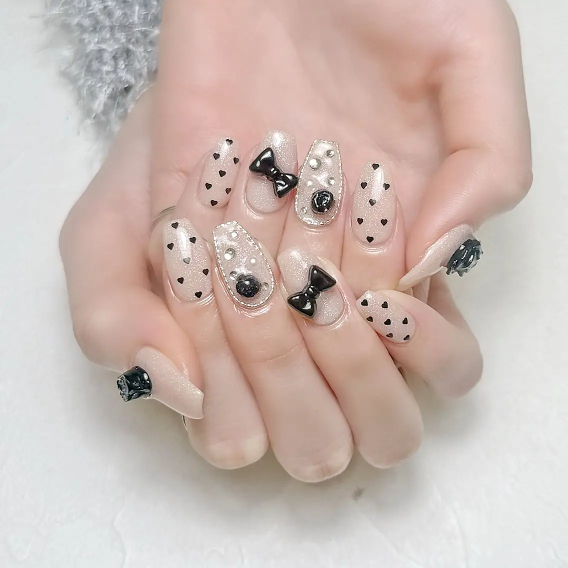 ネイル ハート リボン rouse nail RISATOのネイルデザイン
