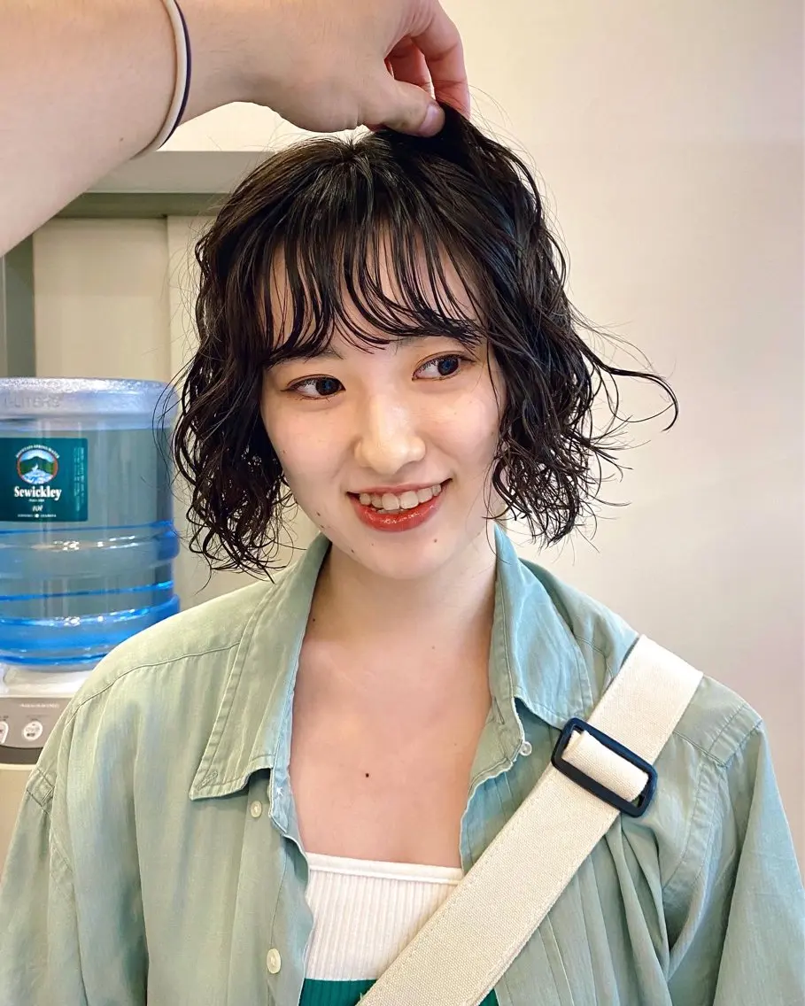 ミディアム パーマ ミディアムパーマ ボブ カット パーマ ヒカル/ミディアム パーマ/ロングパーマのヘアスタイル