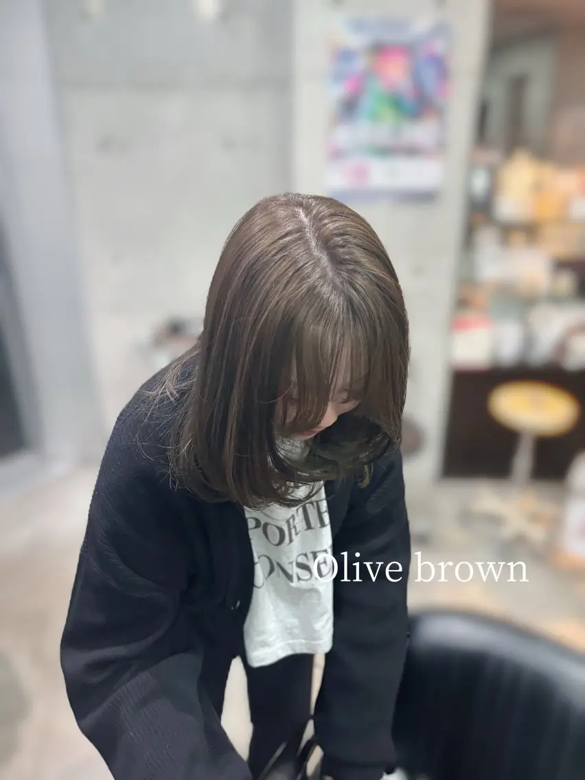 セミロング カット ヘアカラー レイヤー/韓国ヘア 慎之介のヘアスタイル