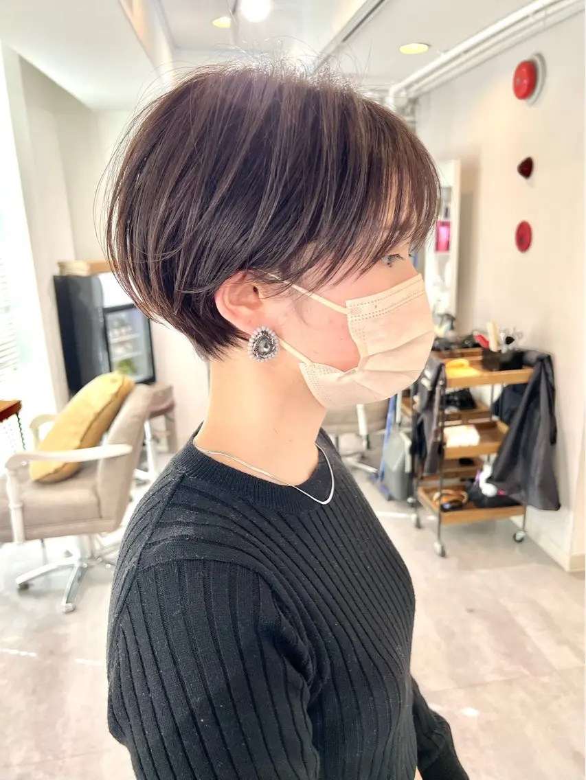 ショート ショートヘア レイヤー×縮毛矯正 深見 拓のヘアスタイル