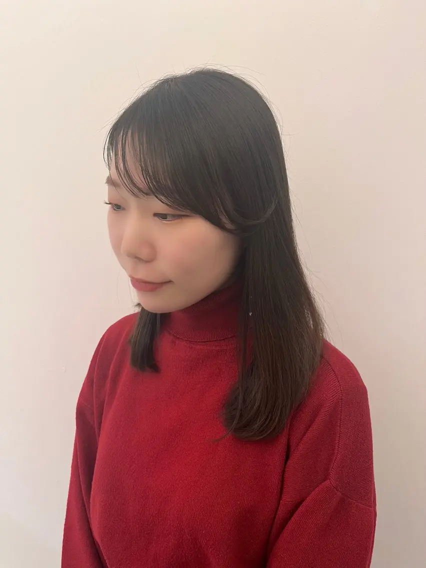 ミディアム 顔周りカット シースルーバング トリートメント 天神 大名 ショート ボブ 宇土あやかのヘアスタイル