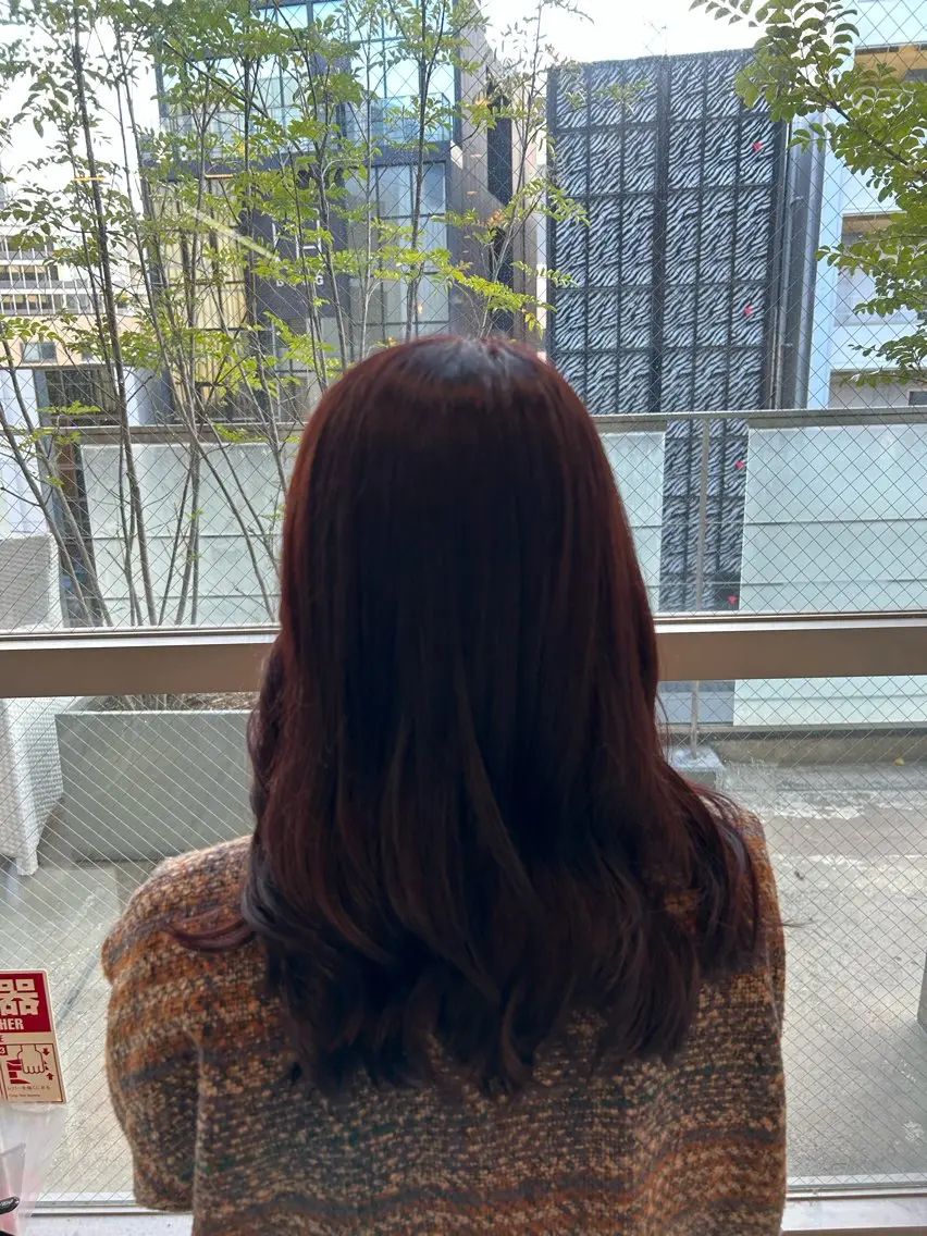 セミロング カラー レッドカラー ヘアカラー Marin🫐/ 名駅/レイヤーカットのヘアスタイル