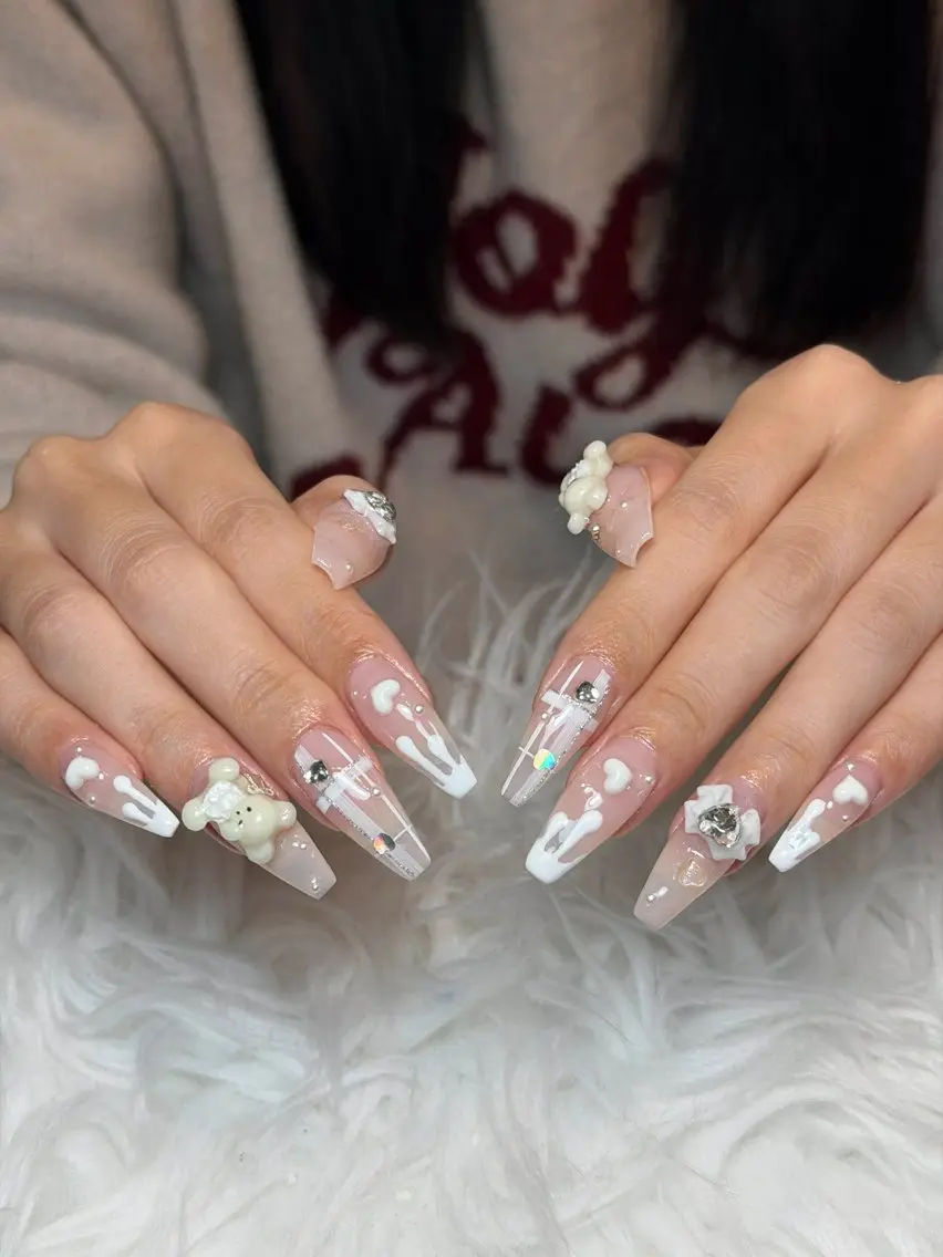 ネイル オーロラネイル ボルドー ブラウン 氷ネイル・うるうるネイル キラキラネイル ハンドネイル Julli NailStudioのネイルデザイン