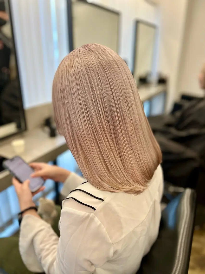 セミロング カラー ベージュカラー ミルクティーベージュ ホワイトミルクティーベージュ カット ヘアカラー 透明感カラー特化🫧 🦋栗原🦋のヘアスタイル