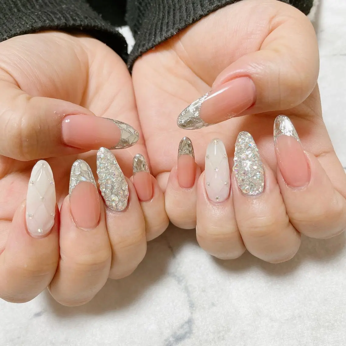 ネイル フレンチネイル ガラスフレンチ Jeremy ♡ HARUKAのネイルデザイン