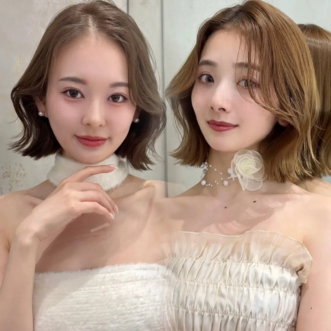 ショート カラー カット ヘアカラー トリートメント 莉乃/縮毛矯正/髪質 改善/艶カラーのヘアスタイル