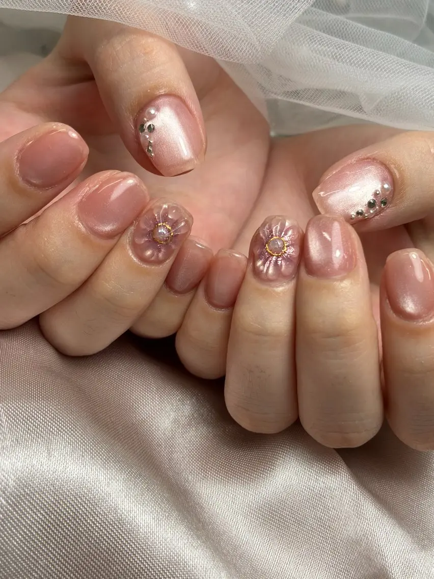ネイル アートネイル クリアネイル マグネットネイル ぷっくりネイル 夏ネイル ハンドネイル Nail&eye Grow ちかのネイルデザイン