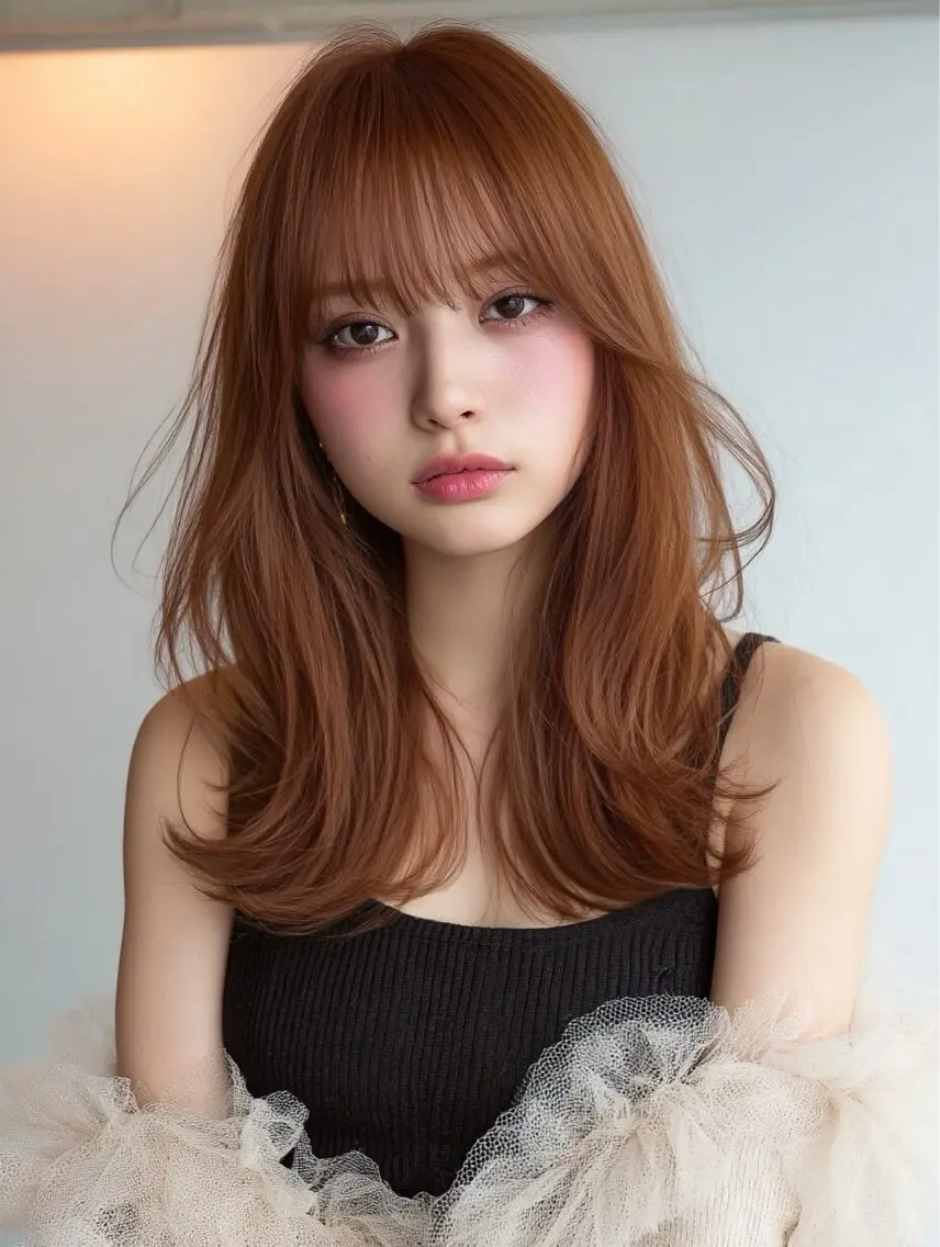ロング カラー ミルクティーカラー/ レイヤーカットAyaのヘアスタイル