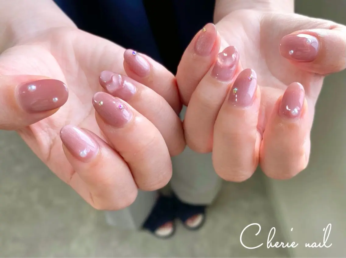 ネイル ジェルネイル ハート マグネットネイル ピンク ワンホンネイル Cherienail yunaのネイルデザイン