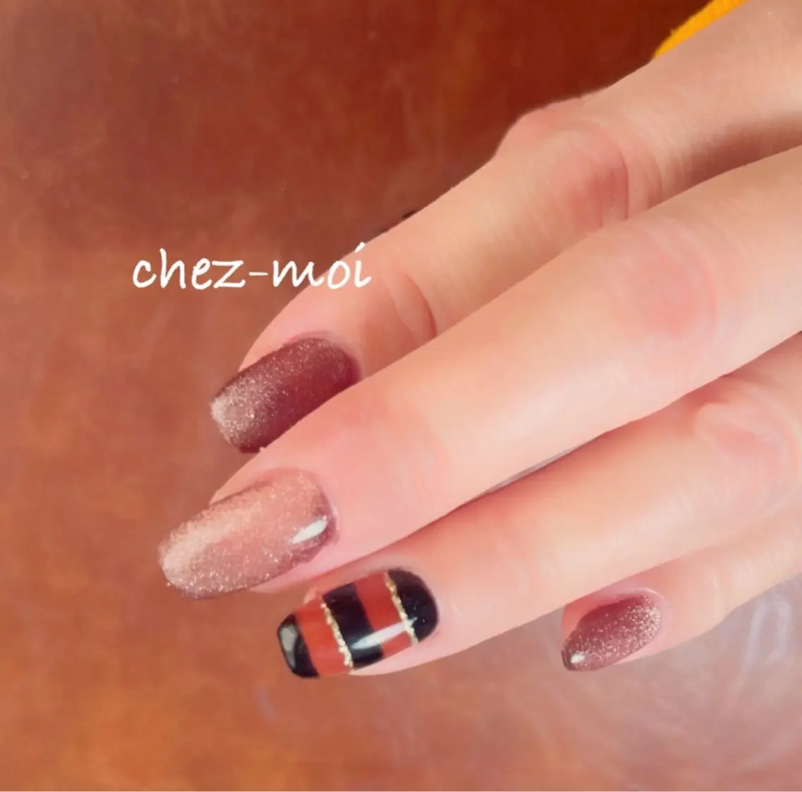 ネイル ボーダー マグネットネイル 🔹Chez-moi 🔹mayuのネイルデザイン