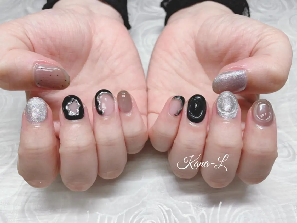 カラー ネイル ニュアンスネイル ぷっくりネイル 芦辺 香奈のネイルデザイン