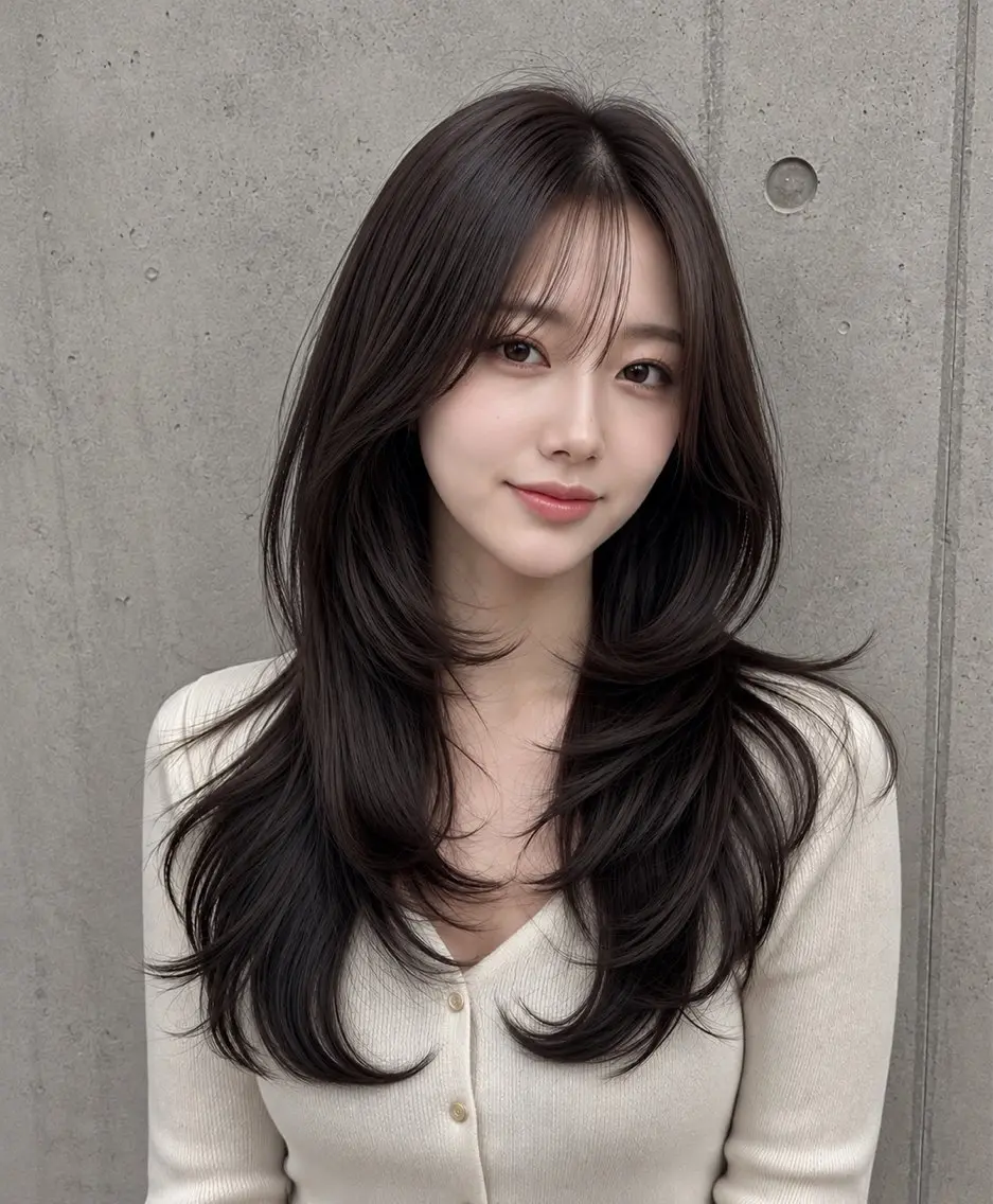セミロング カラー ヘアアレンジ グレージュ くびれヘア 顔まわりレイヤー ハッシュカット 韓国風ヘア カット ヘアカラー トリートメント 🌫️大人韓国ヘア 🌫️naoyaのヘアスタイル
