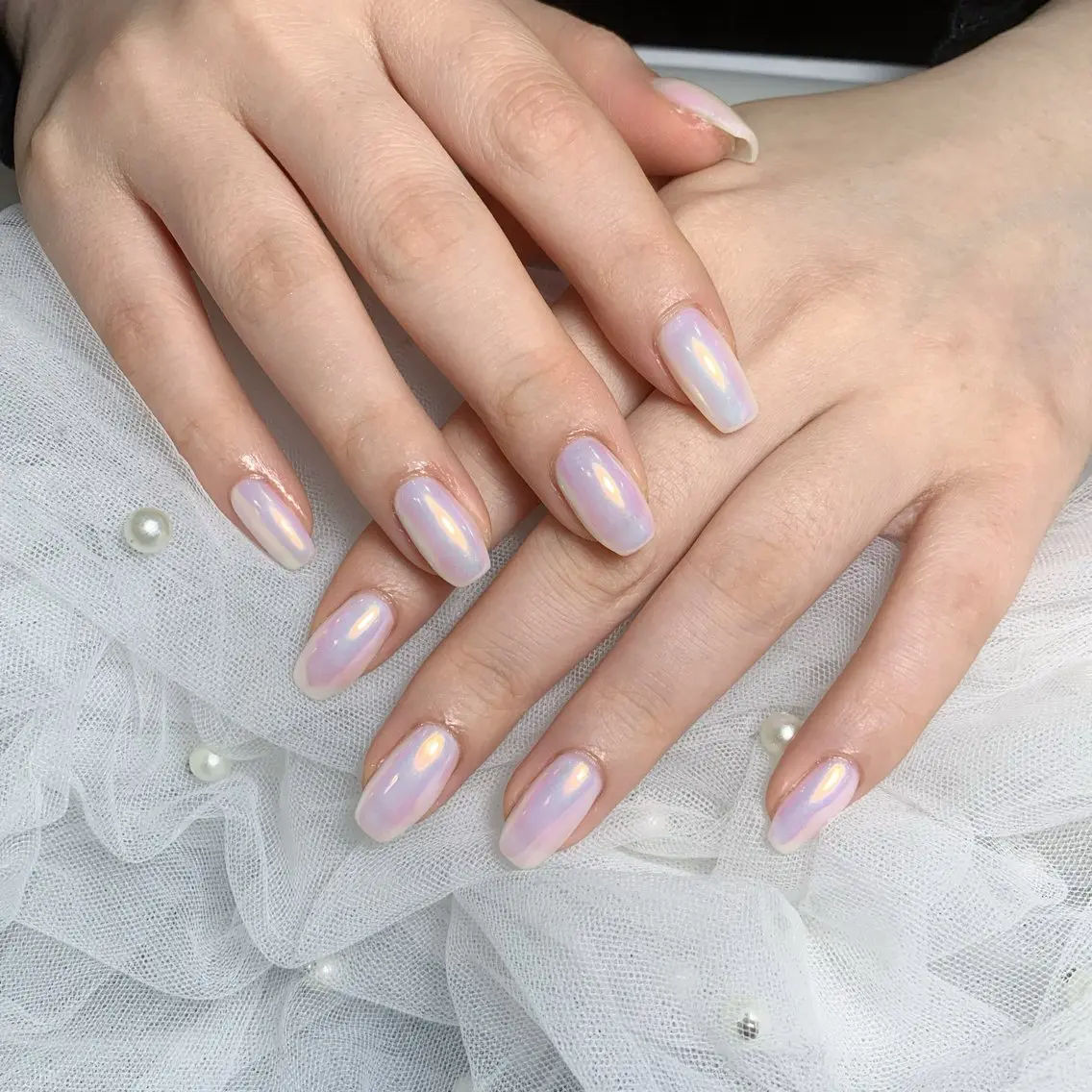 ネイル キラキラネイル ミラーネイル シンプルネイル 春ネイル ワンホンネイル Quynh Sora Nailのネイルデザイン