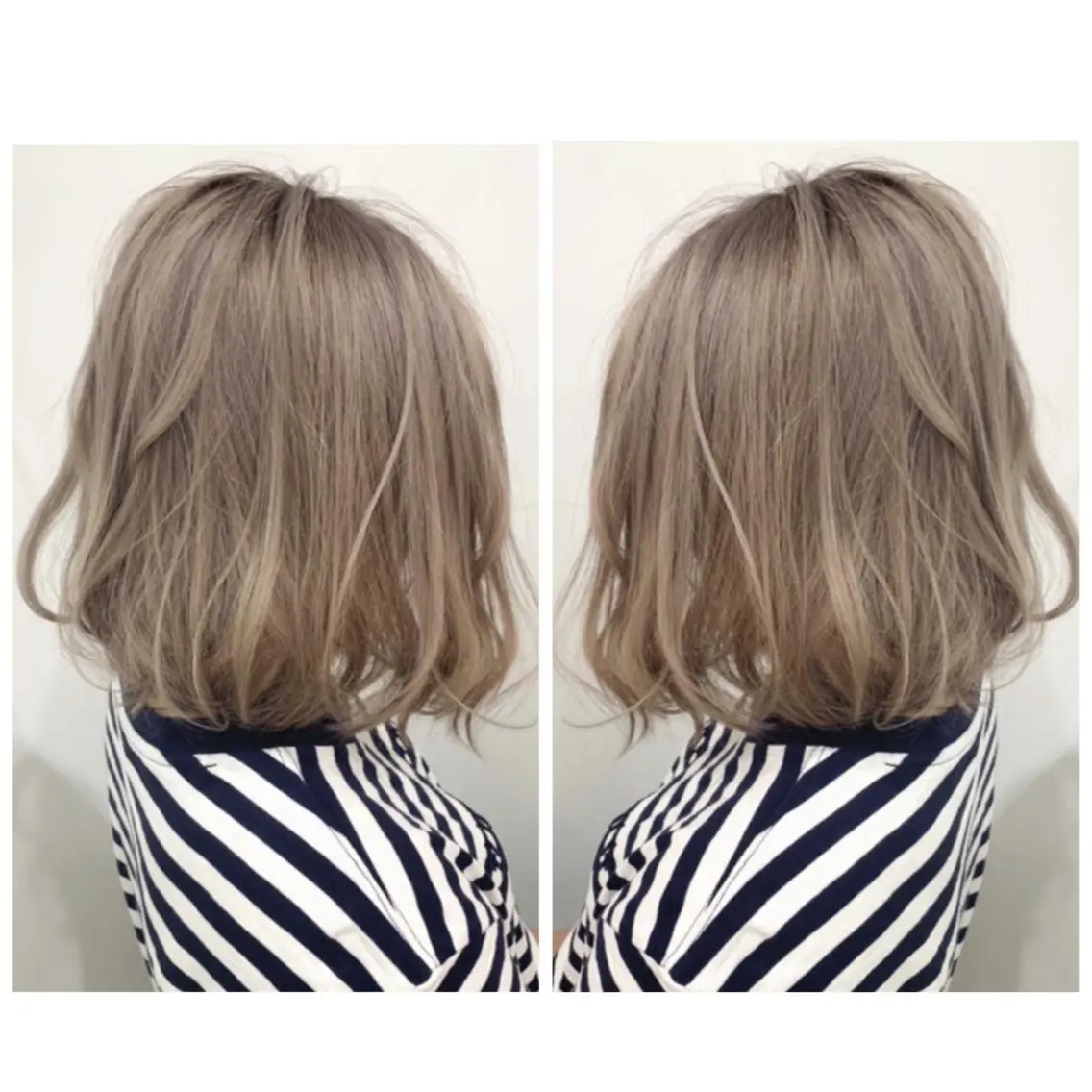 ミディアム アッシュ ボブ ハイライト レイヤーカット ヘアカラー トリートメント 京都大人女性ショート 徒歩1分/秋山のヘアスタイル