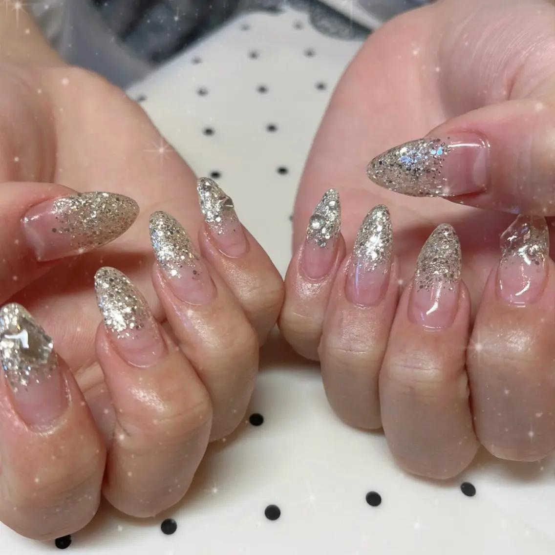 ネイル ラメ(グリッター) ラメグラデーション ハンドネイル BlueDaisy 栄本店のネイルデザイン