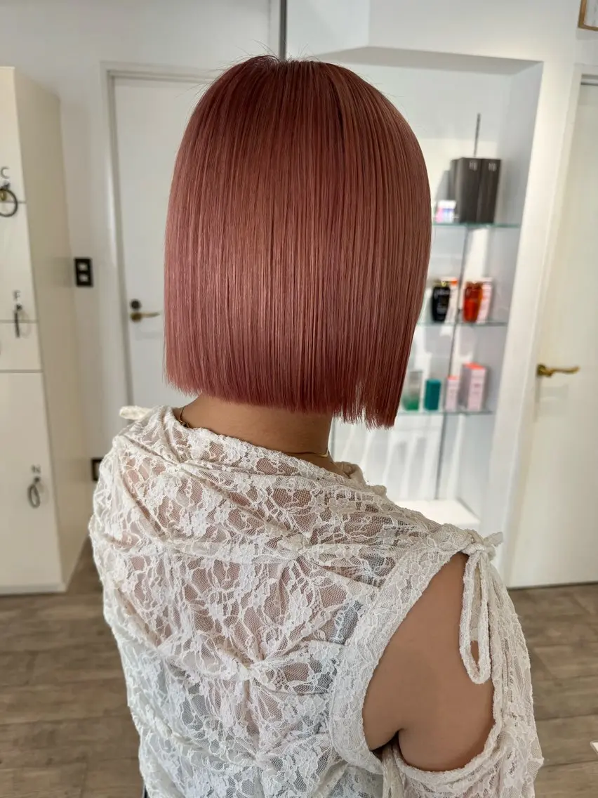 ミディアム カラー ベージュカラー ピンクカラー ピンクベージュ 似合わせカット 暖色カラー/ピンク カラー/saraのヘアスタイル