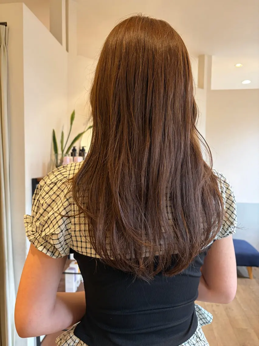 ロング カラー ベージュカラー ブリーチ 透明感カラー ダブルカラー ブリーチなしカラー カット ヘアカラー トリートメント 上品な暖色/丸みボブ Chie🪷のヘアスタイル